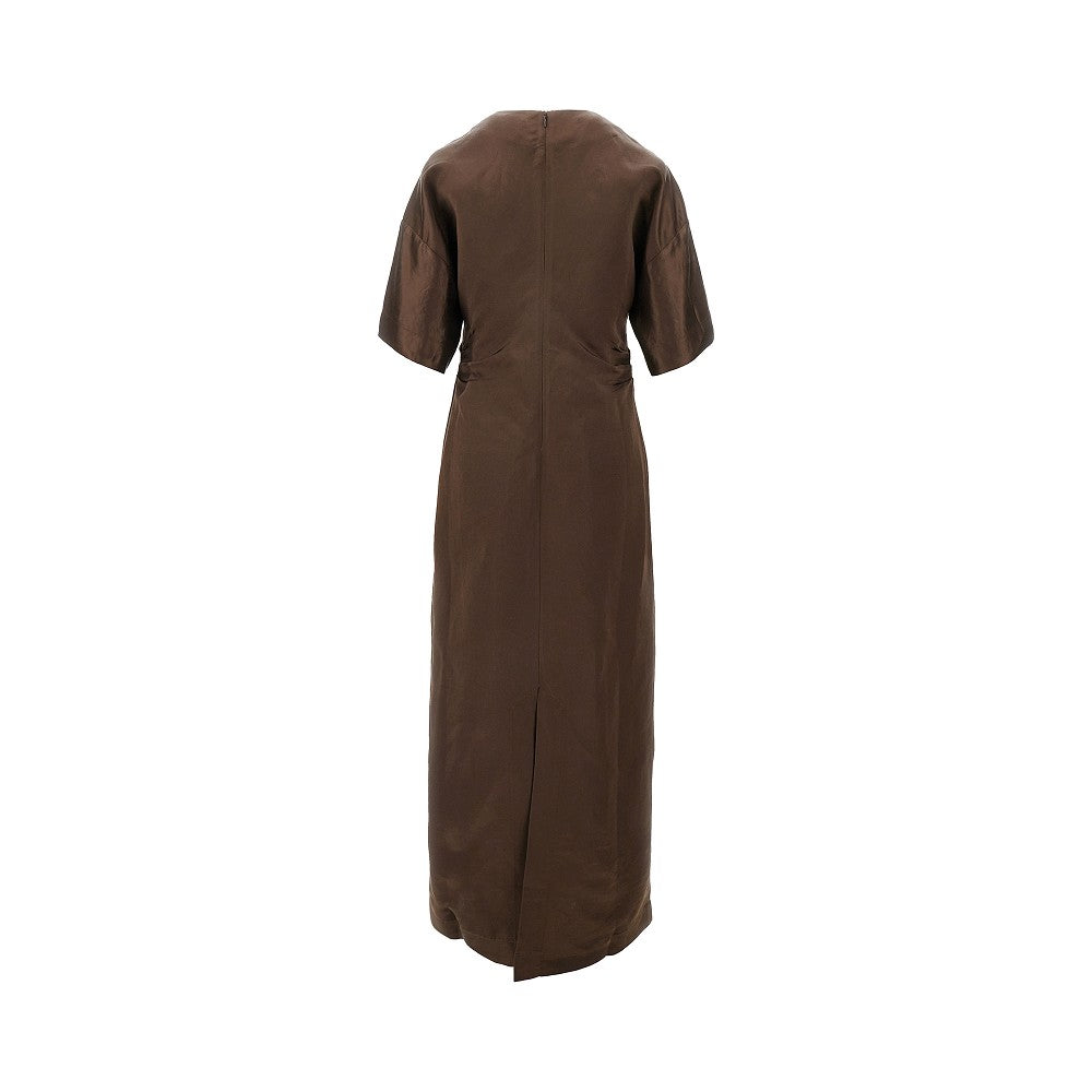 'Ruby' linen and silk dress