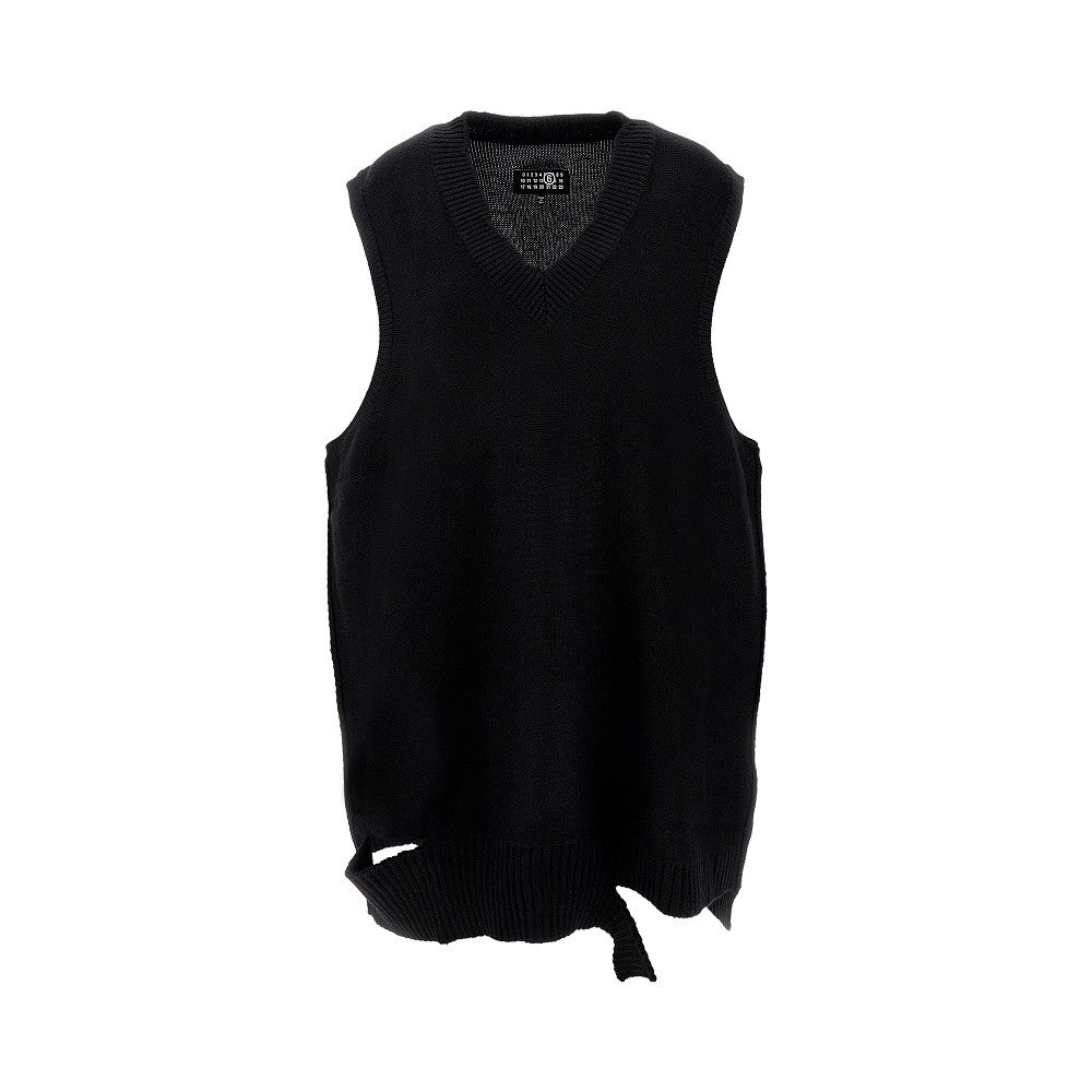 Distressed effect oversized vest