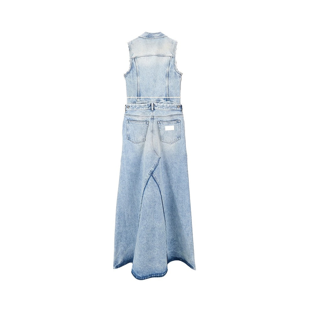 Modular denim long dress
