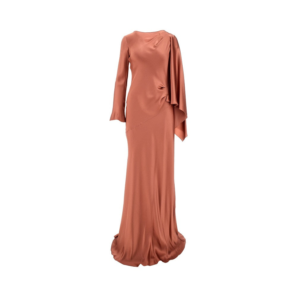 Asymmetrical satin long dress
