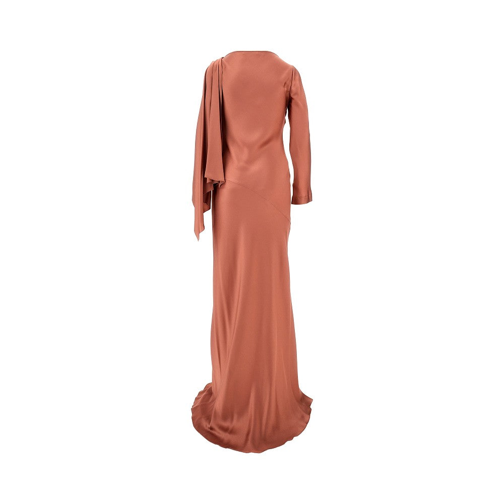 Asymmetrical satin long dress