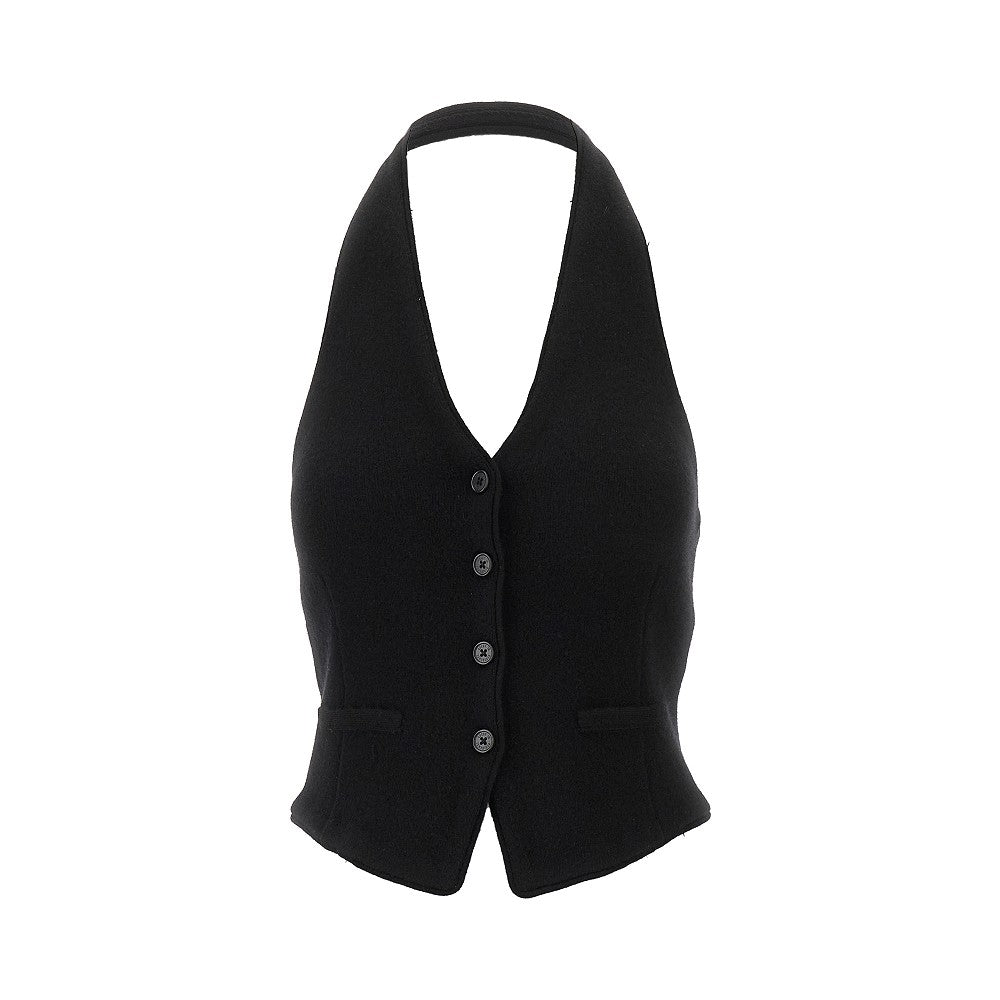 Gilet in cachemire con scollo all'americana