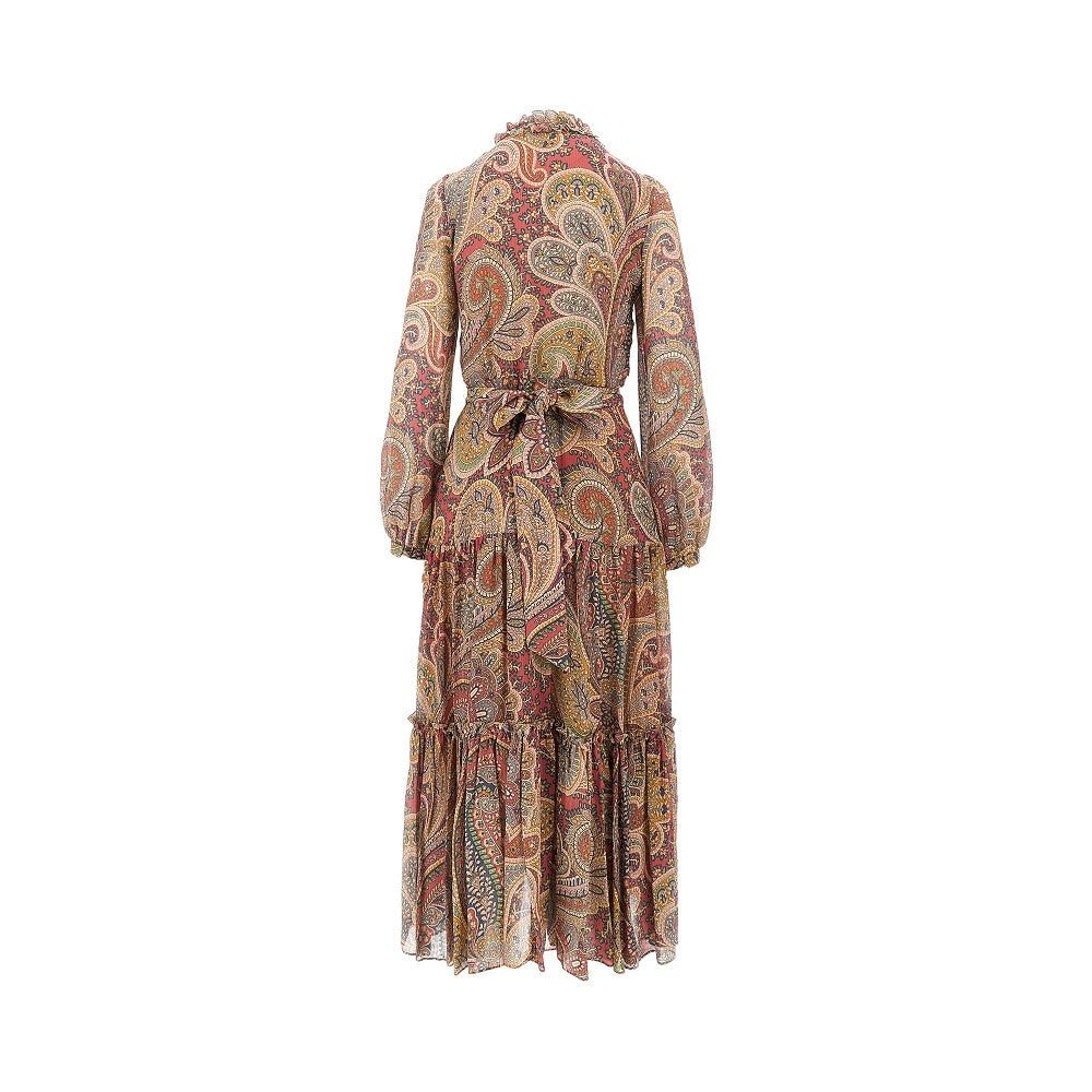 Paisley print crepon midi dress