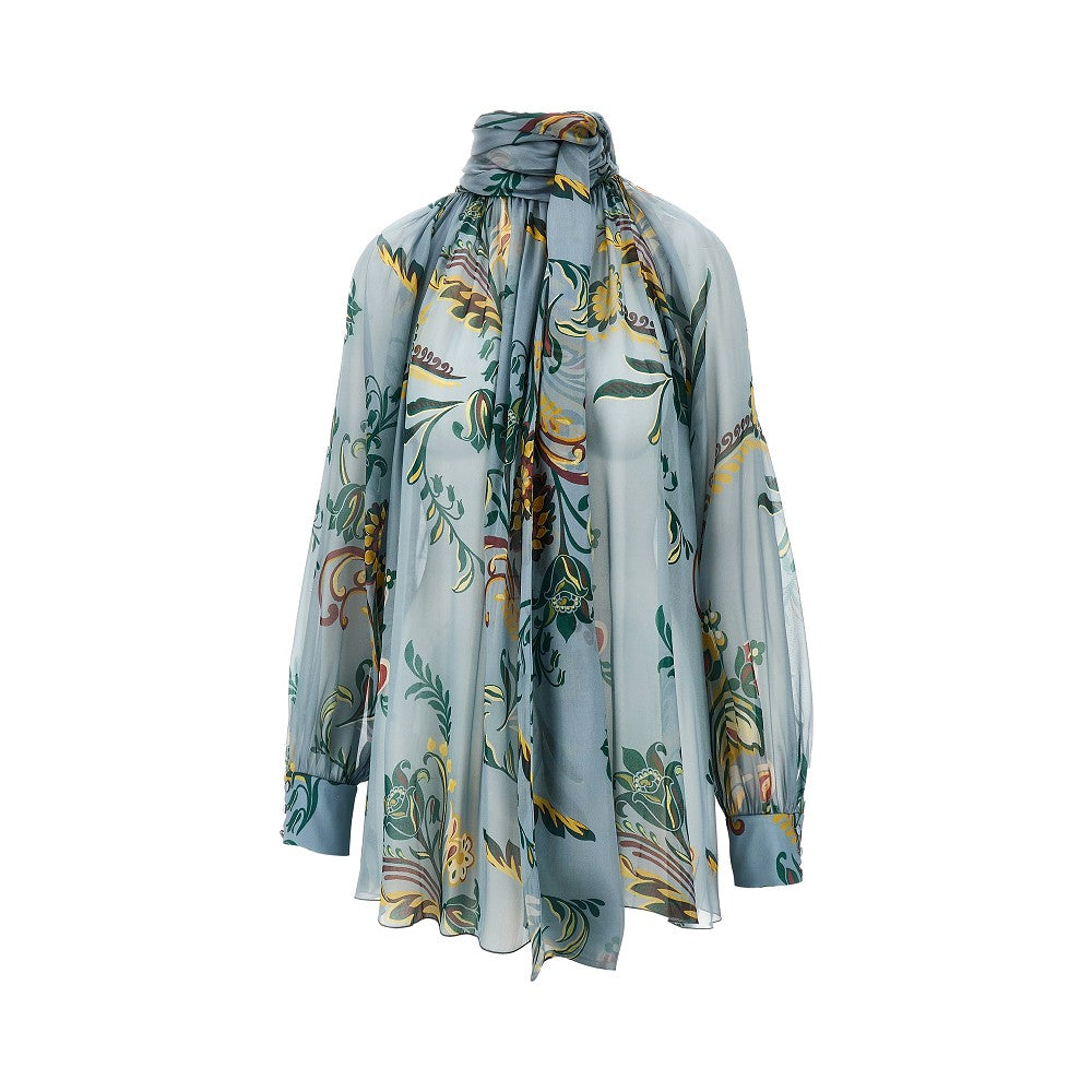 Blusa in seta con motivo narcisi