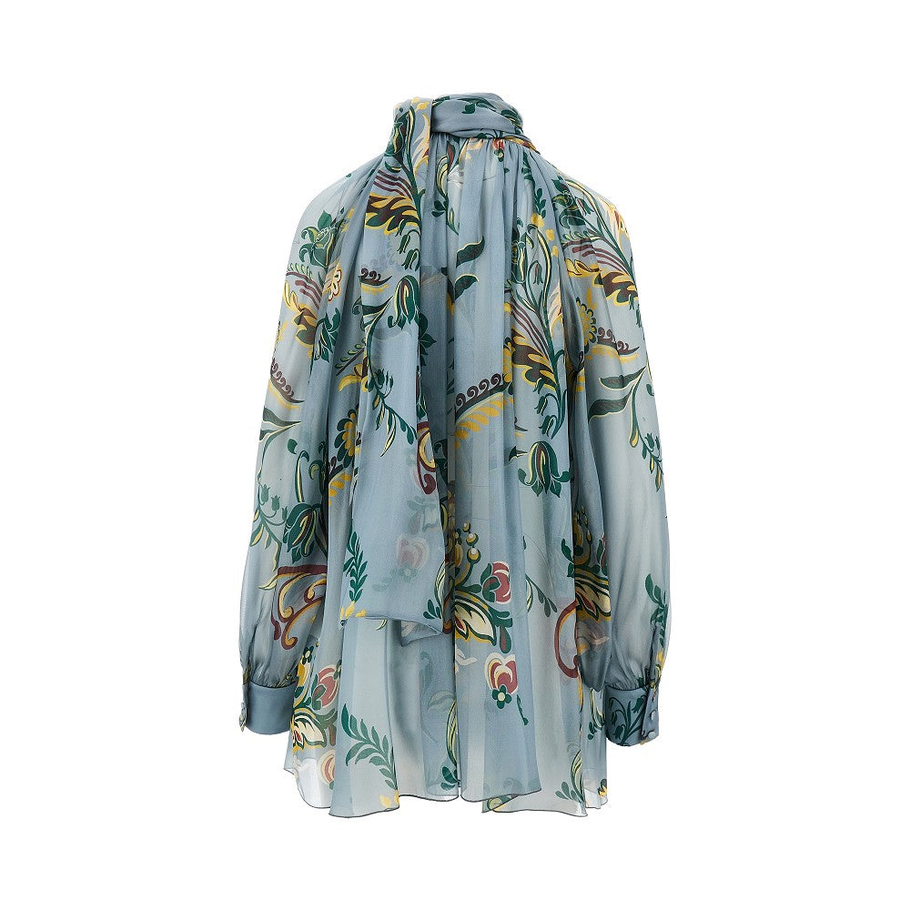 Blusa in seta con motivo narcisi