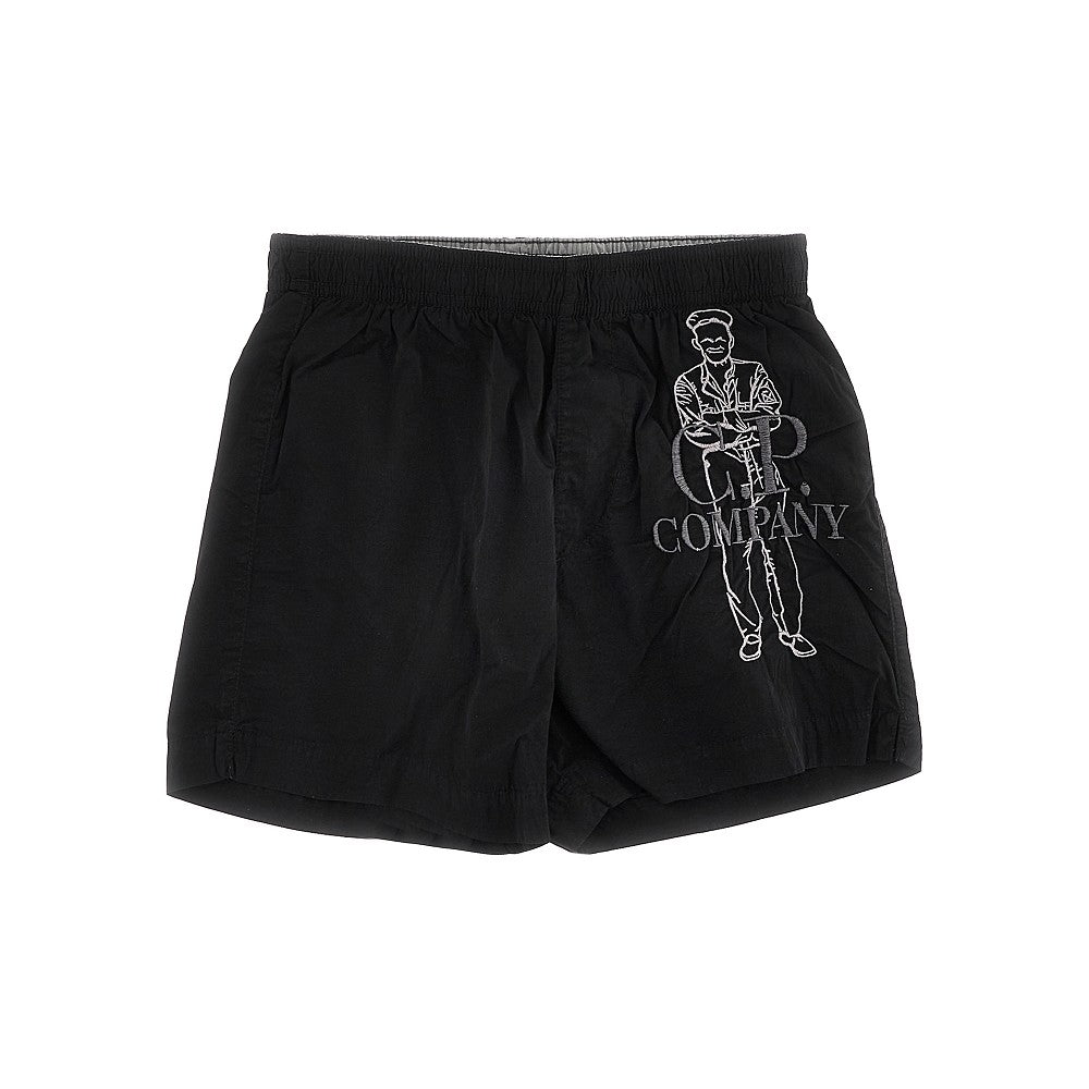 Nylon swimpants with logo embroidery