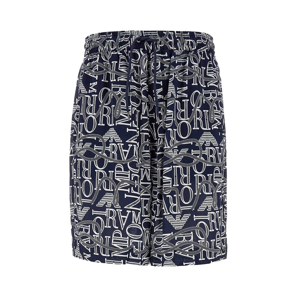 Logo pattern viscose shorts