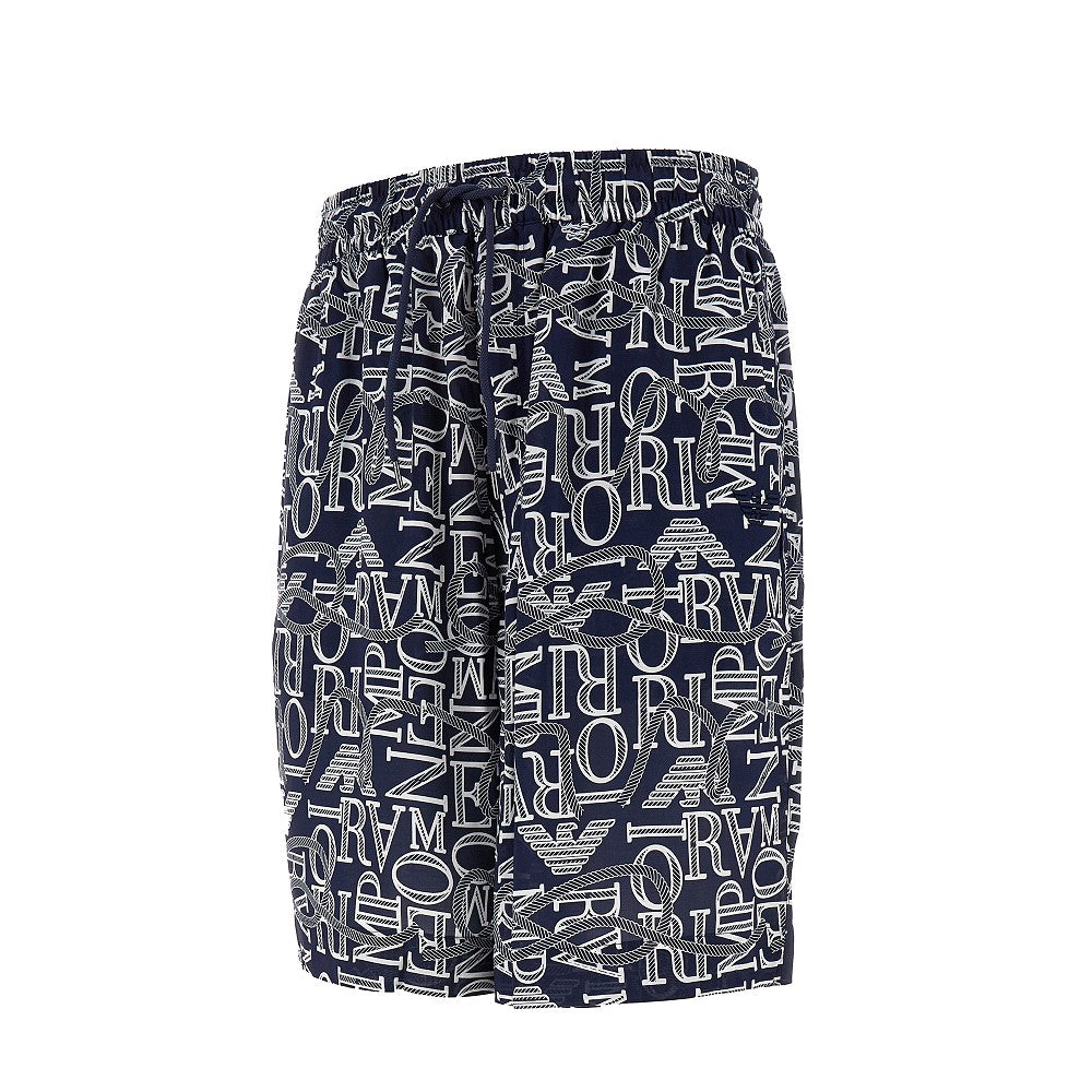 Logo pattern viscose shorts