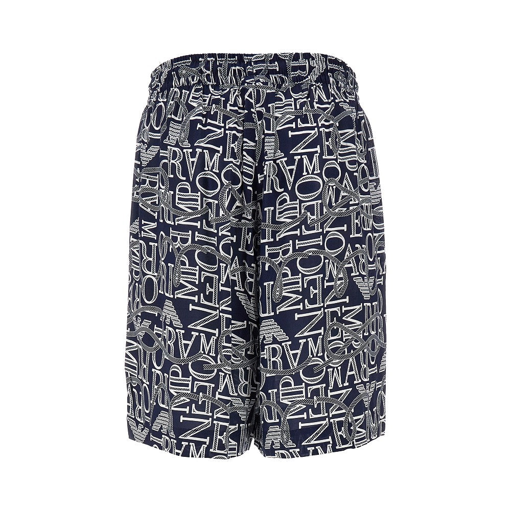 Logo pattern viscose shorts
