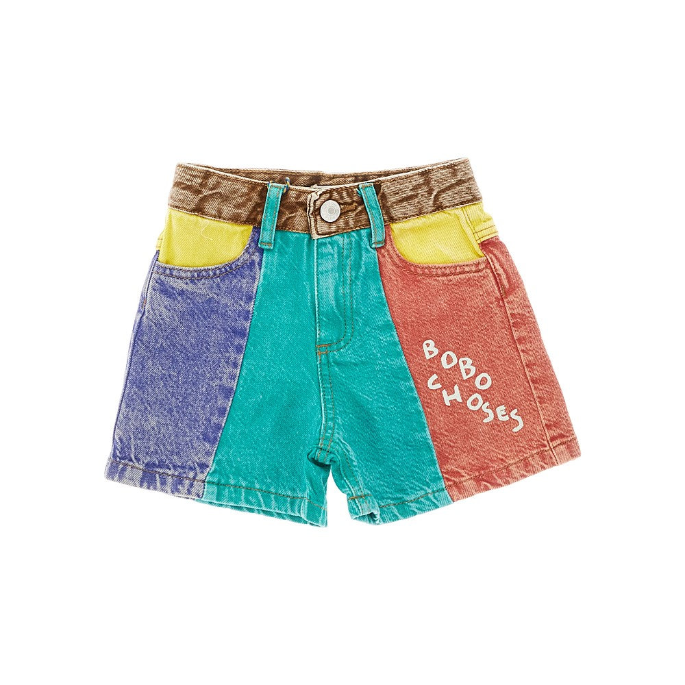 Color Block denim shorts