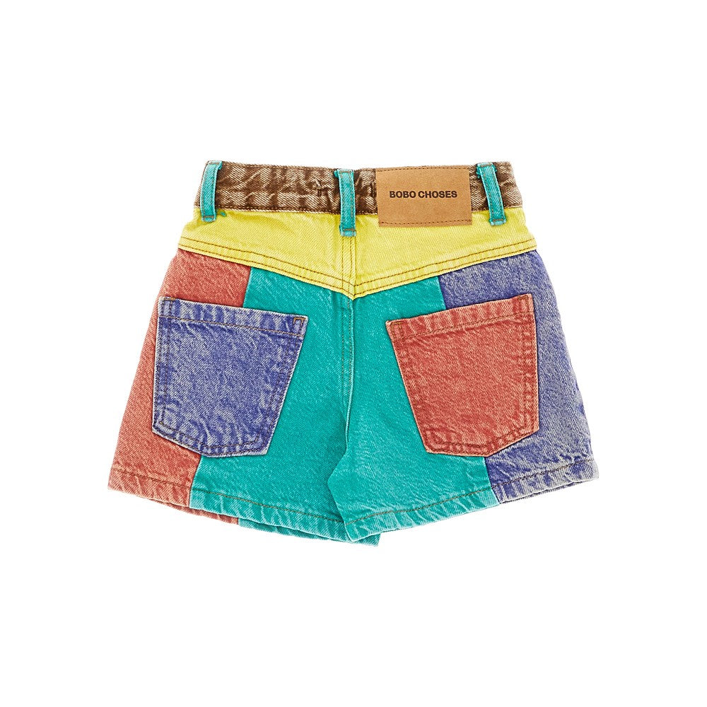 Color Block denim shorts