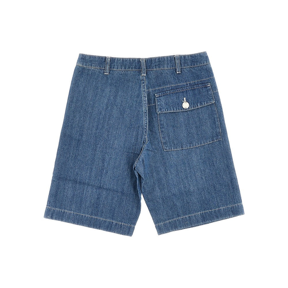 Denim bermuda pants with logo print