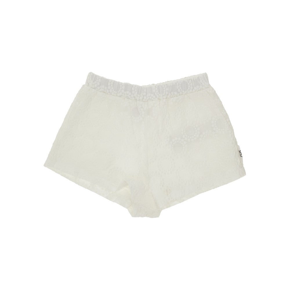 Shorts in popeline con ricami