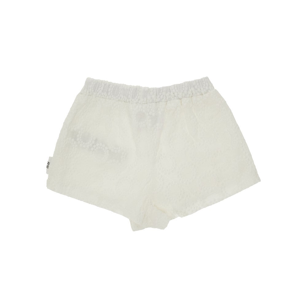 Shorts in popeline con ricami