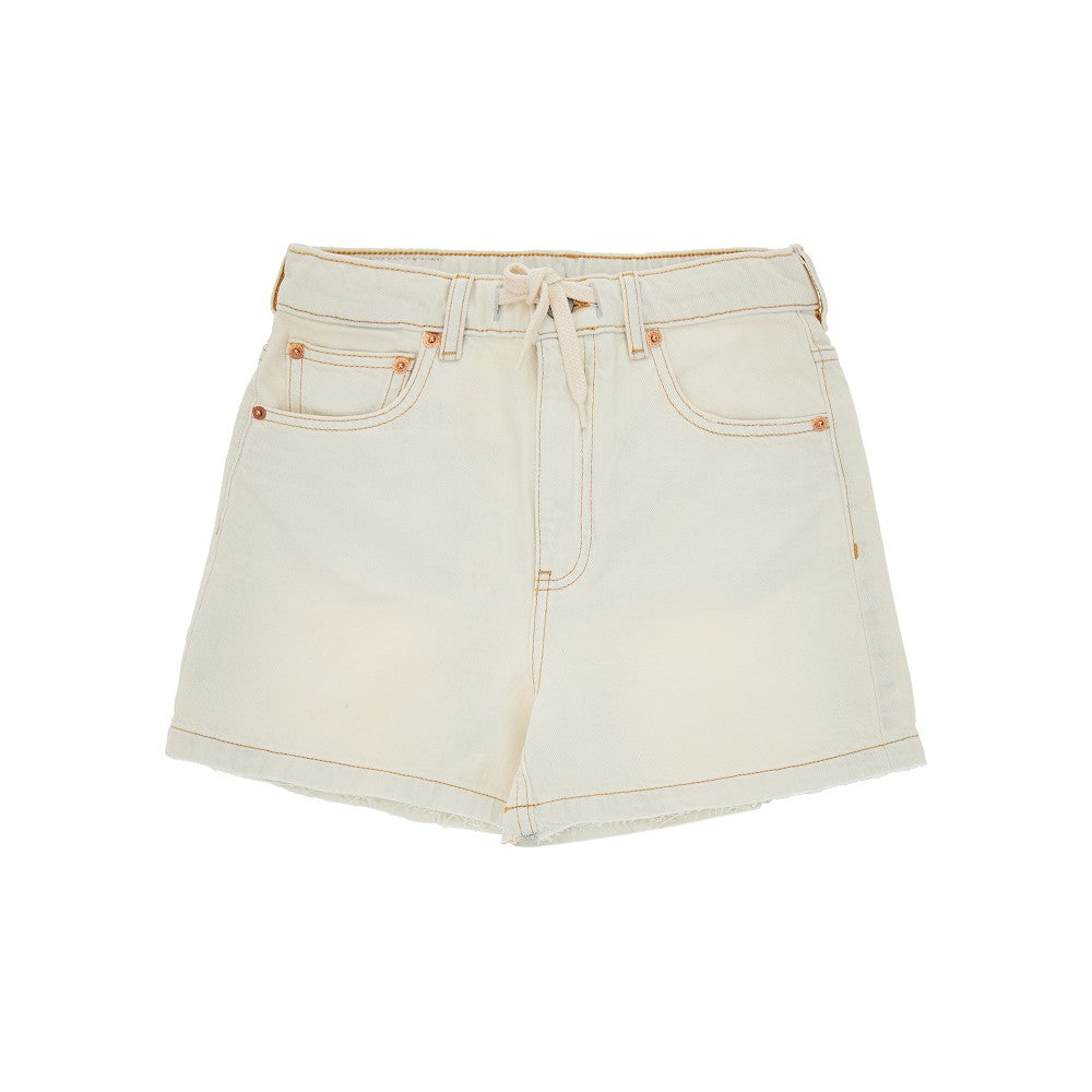 Denim shorts with drawstring