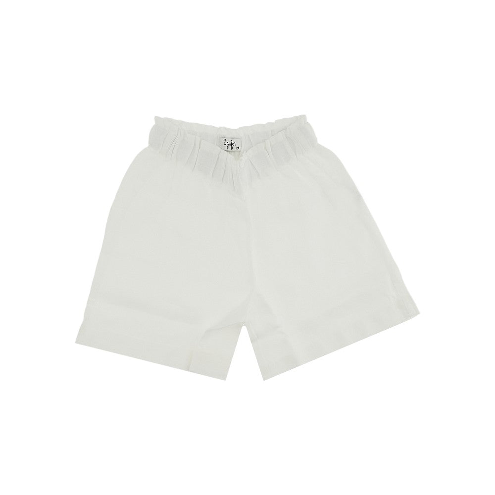 Shorts in lino con vita arricciata