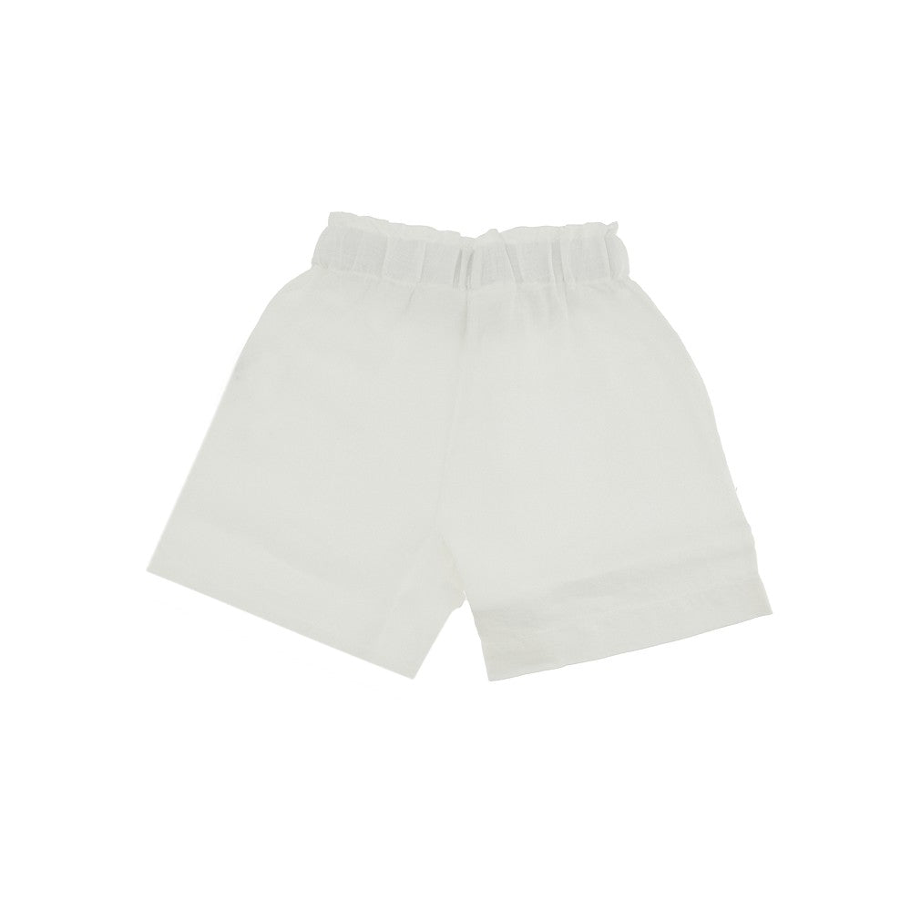 Shorts in lino con vita arricciata