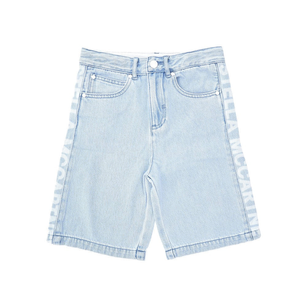 Bermuda in denim con logo