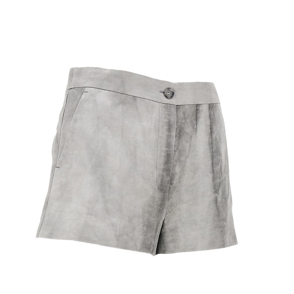 Shorts in raso fiammato délavé