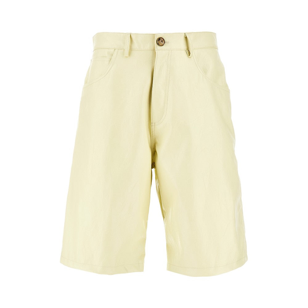 Faux nappa leather shorts