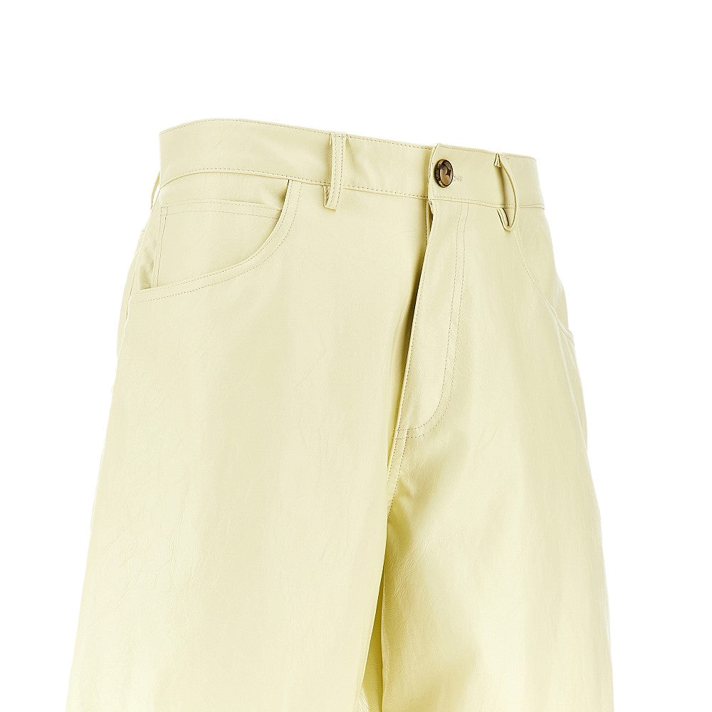 Faux nappa leather shorts