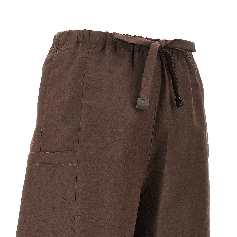 Linen and silk cargo shorts