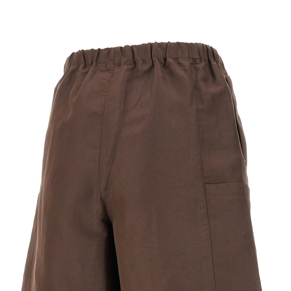 Shorts cargo in lino e seta