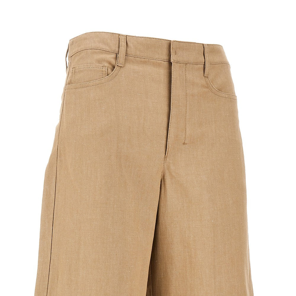 Bermuda in twill di cotone e lino