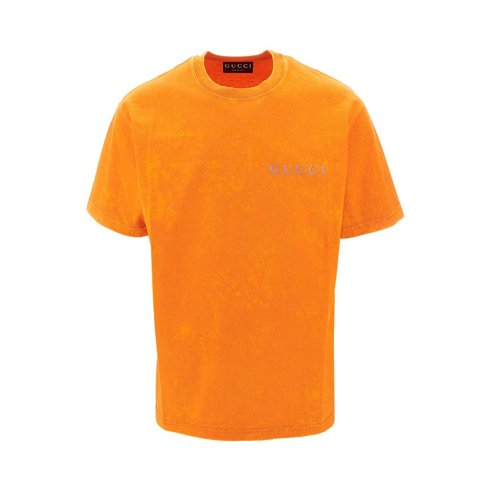 T-shirt in jersey tinto capo con stampa logo
