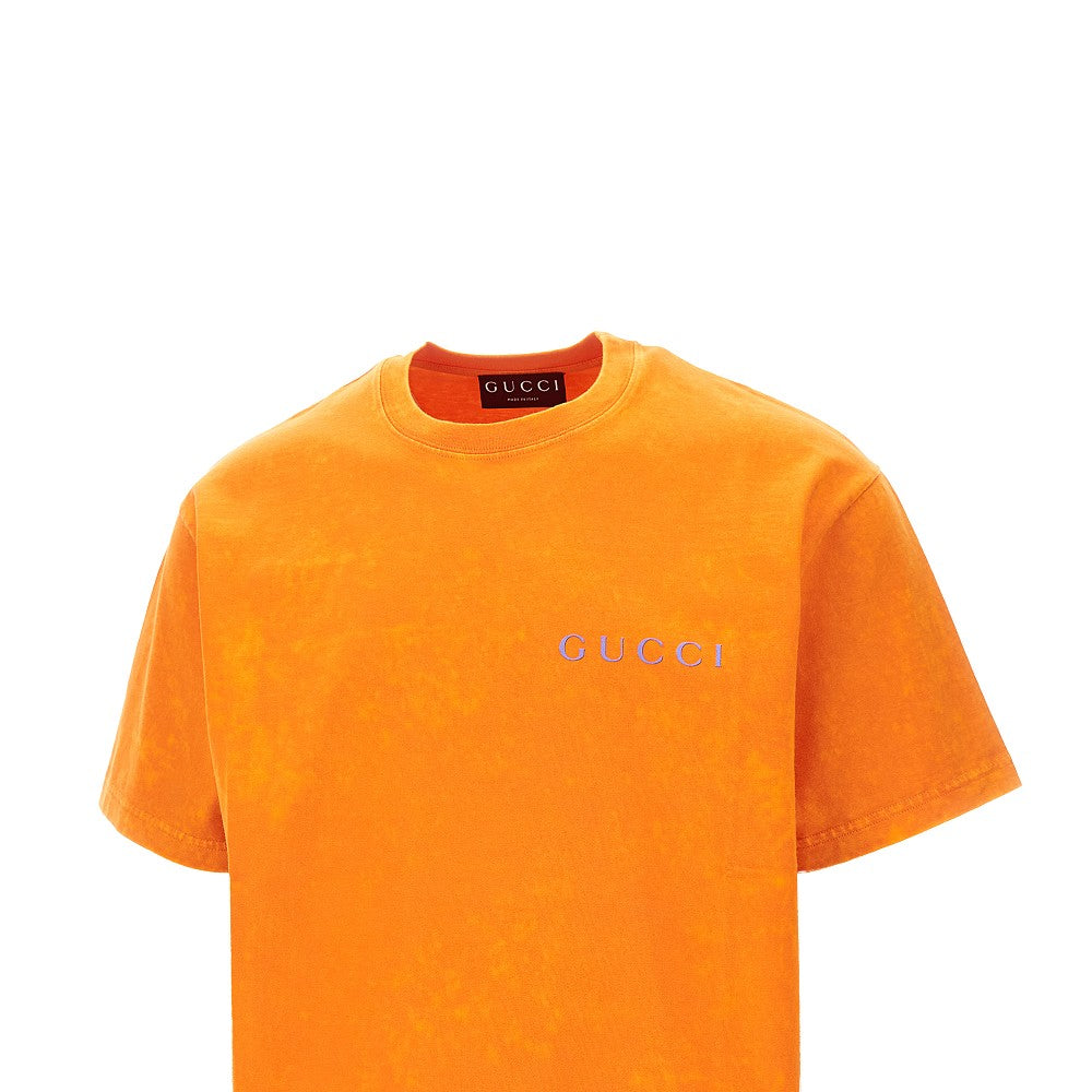 T-shirt in jersey tinto capo con stampa logo