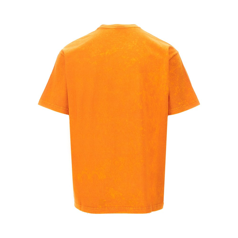 T-shirt in jersey tinto capo con stampa logo