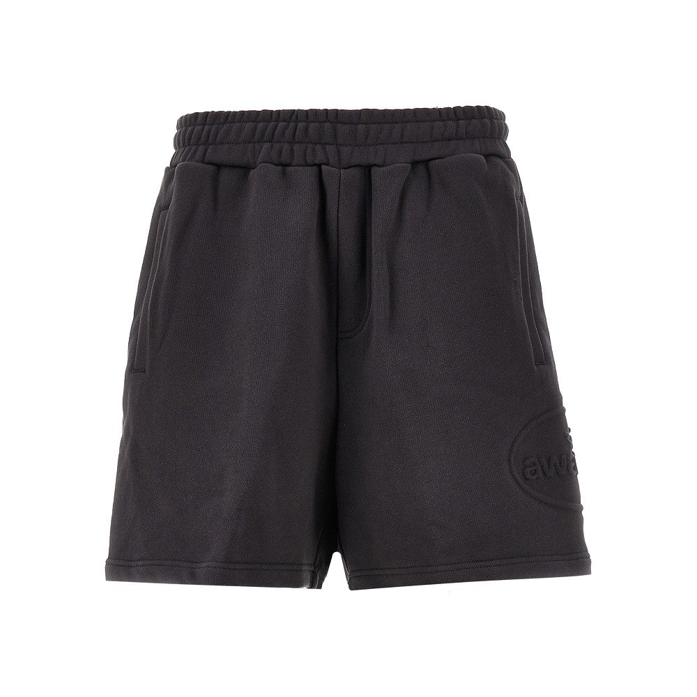 Bermuda in felpa con logo goffrato
