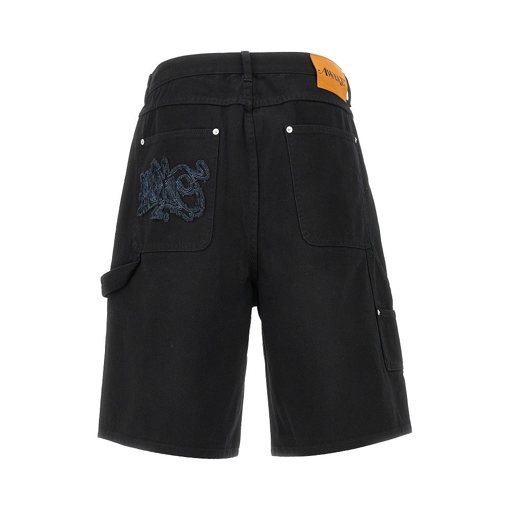 Bermuda in denim con logo ricamato