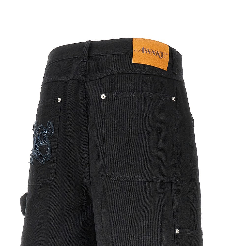 Bermuda in denim con logo ricamato