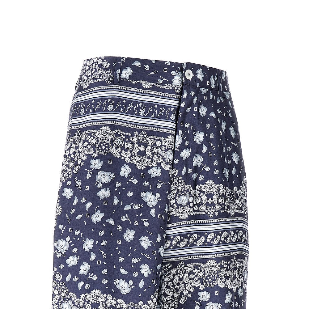 Bandana print silk shorts