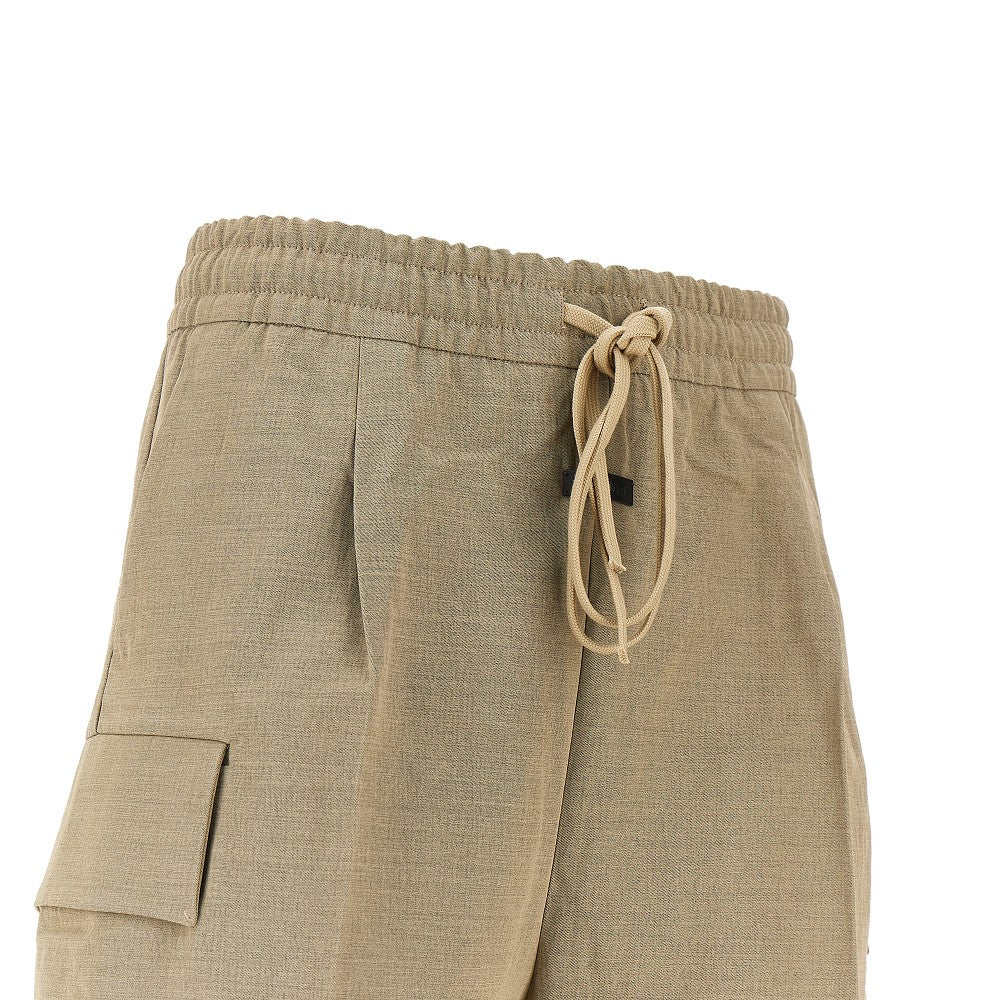 Nylon and wool blend cargo shorts