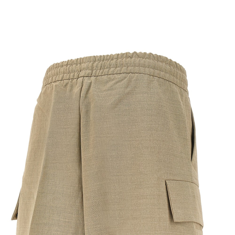 Nylon and wool blend cargo shorts