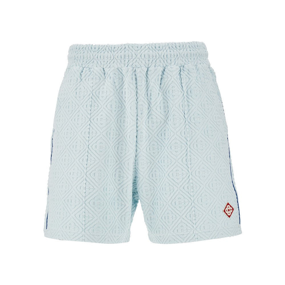 Cotton-blend towelling fabric bermuda shorts