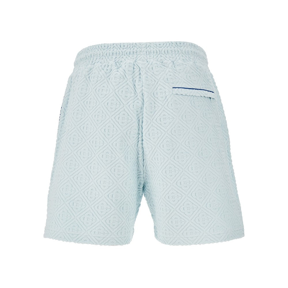 Cotton-blend towelling fabric bermuda shorts