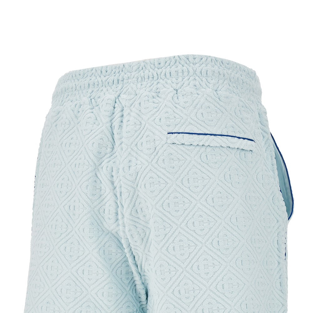 Cotton-blend towelling fabric bermuda shorts