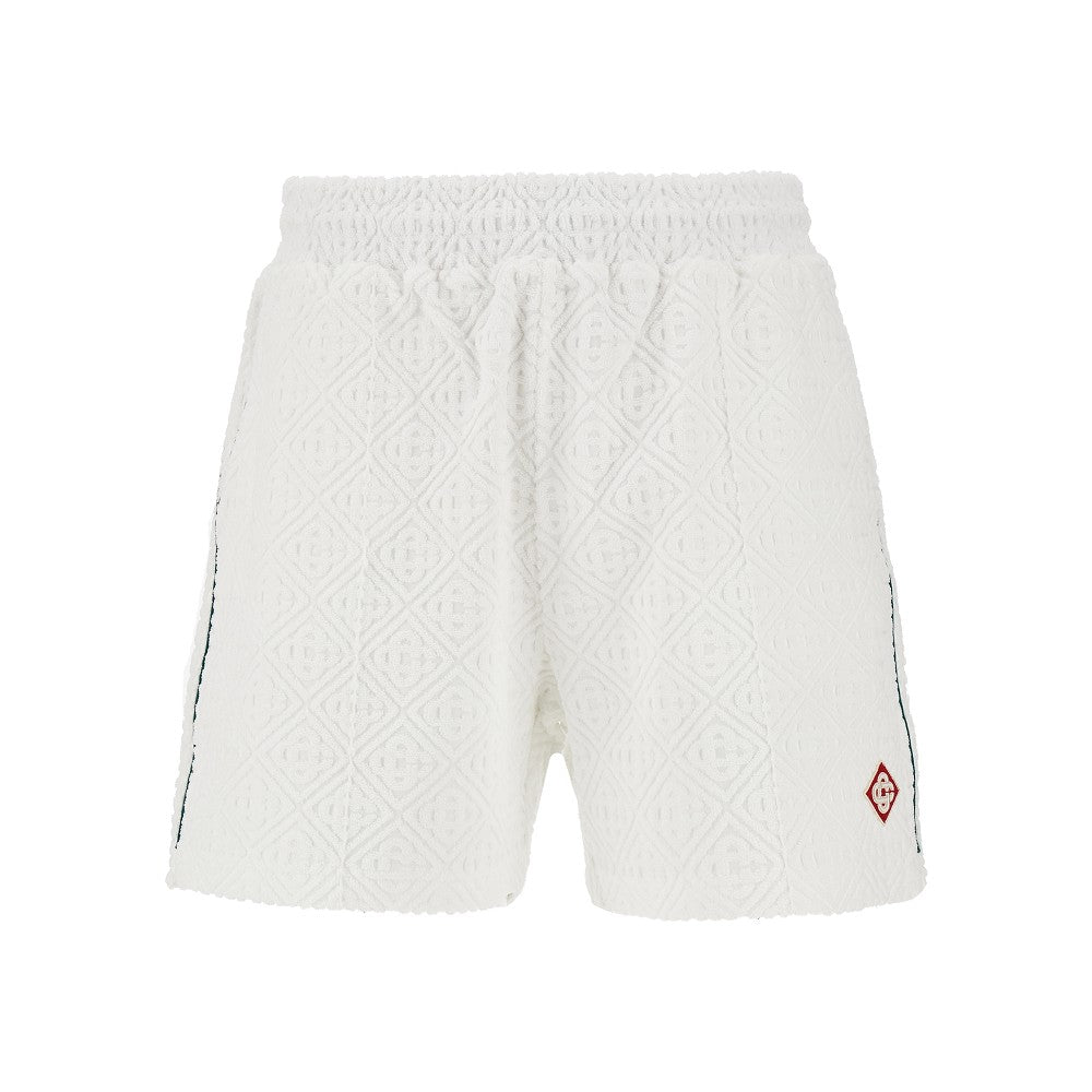 Cotton-blend towelling fabric bermuda shorts