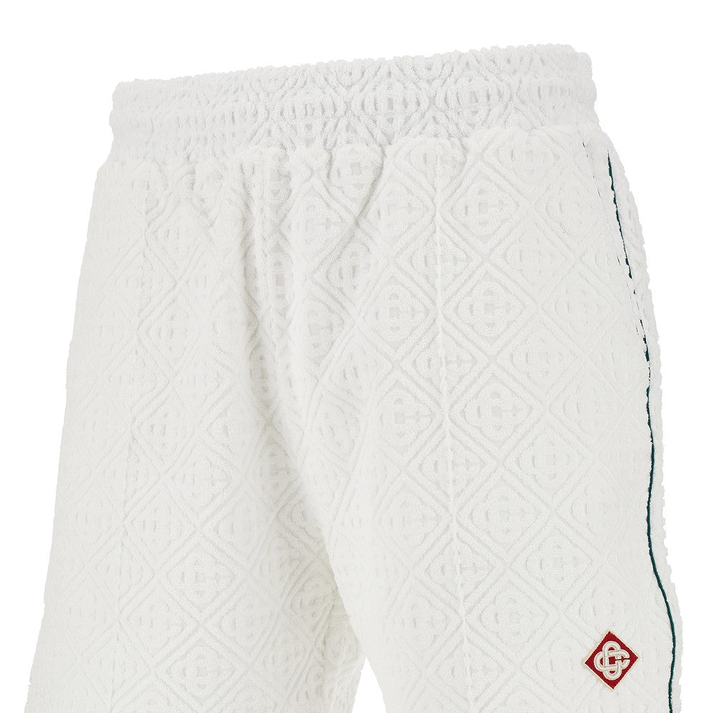 Cotton-blend towelling fabric bermuda shorts
