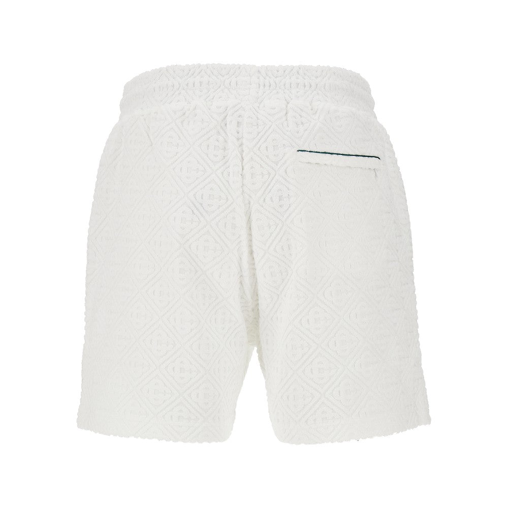 Cotton-blend towelling fabric bermuda shorts