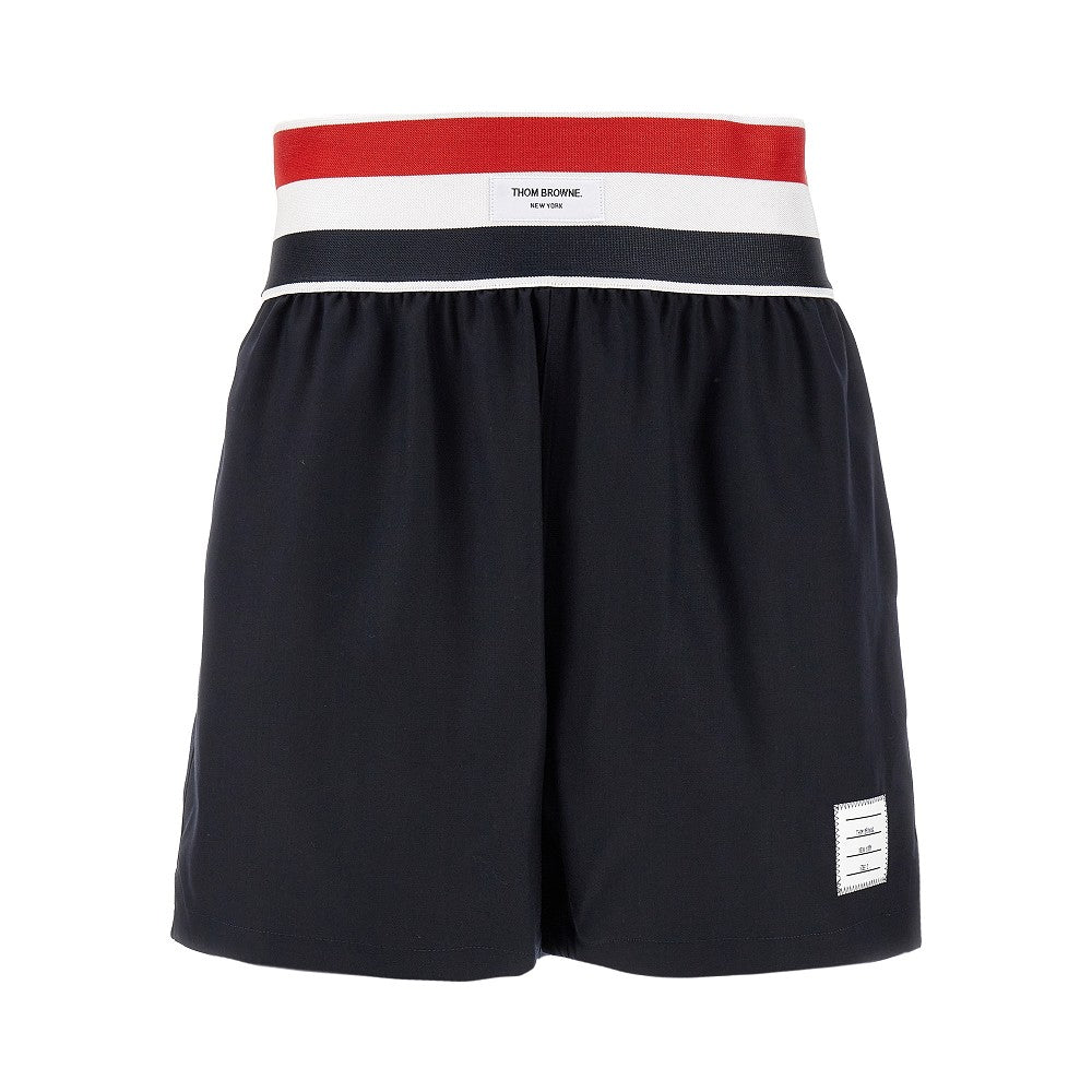 Super 120's twill shorts with elastic waist