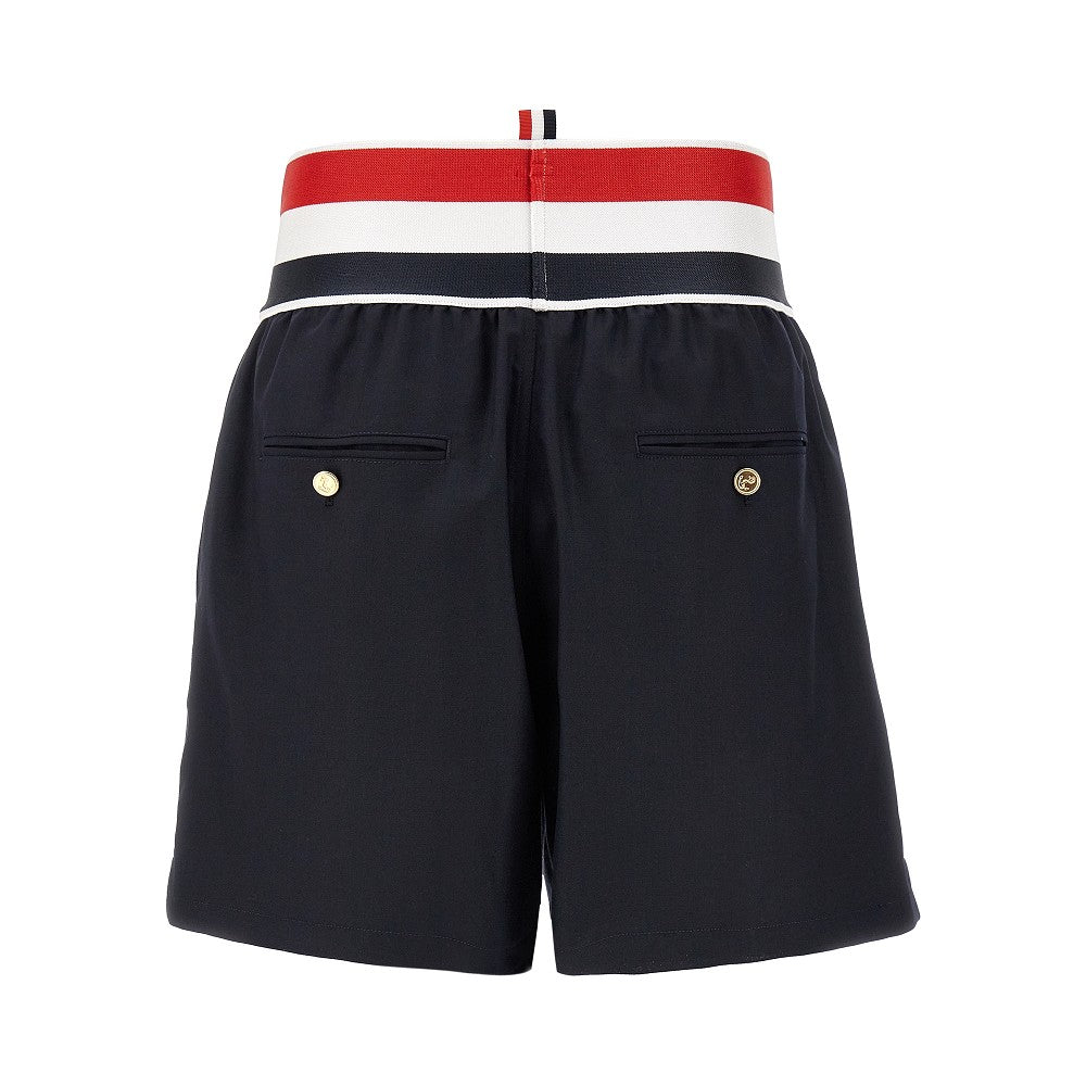 Shorts in twill Super 120&#39;s con vita elastica