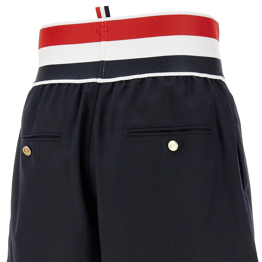 Super 120's twill shorts with elastic waist