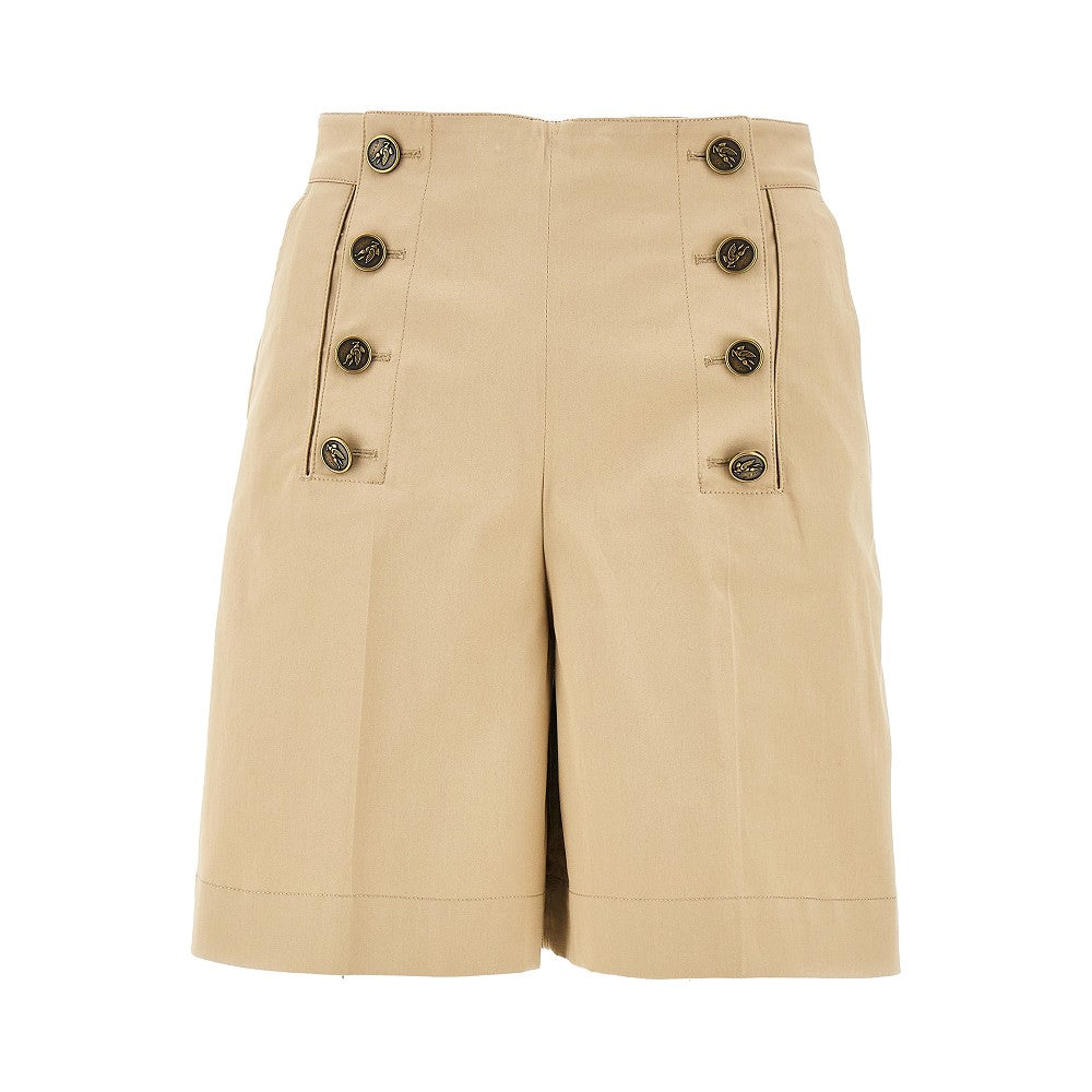 Gabardine shorts with Pegaso buttons