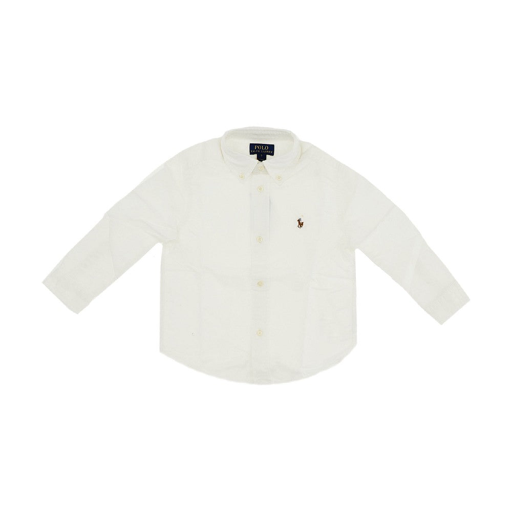 Camicia in piquet di cotone con logo ricamato