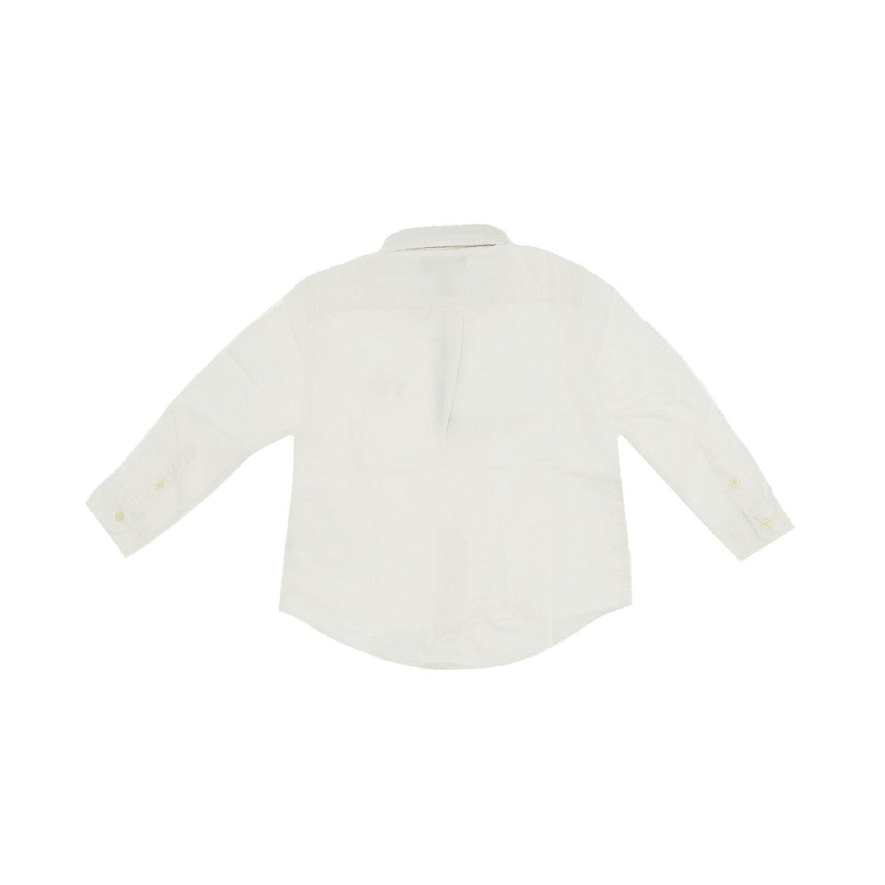 Camicia in piquet di cotone con logo ricamato
