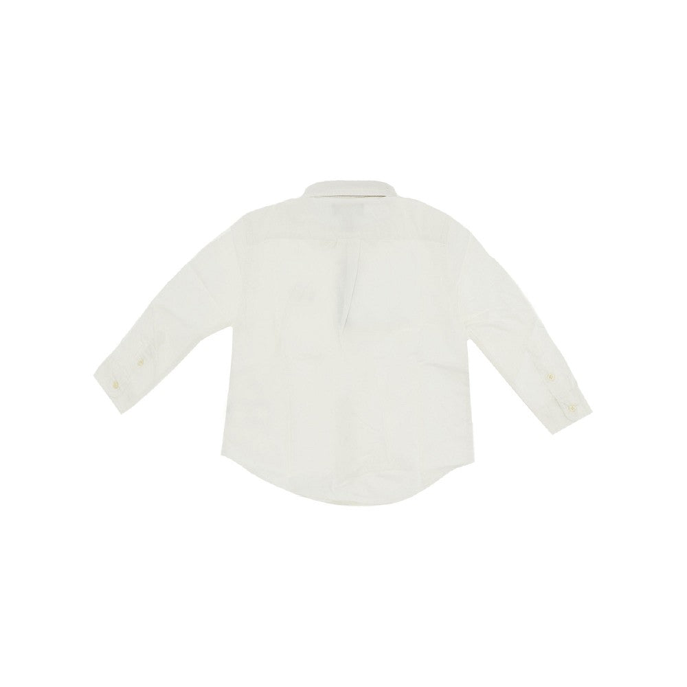 Camicia in piquet di cotone con logo ricamato